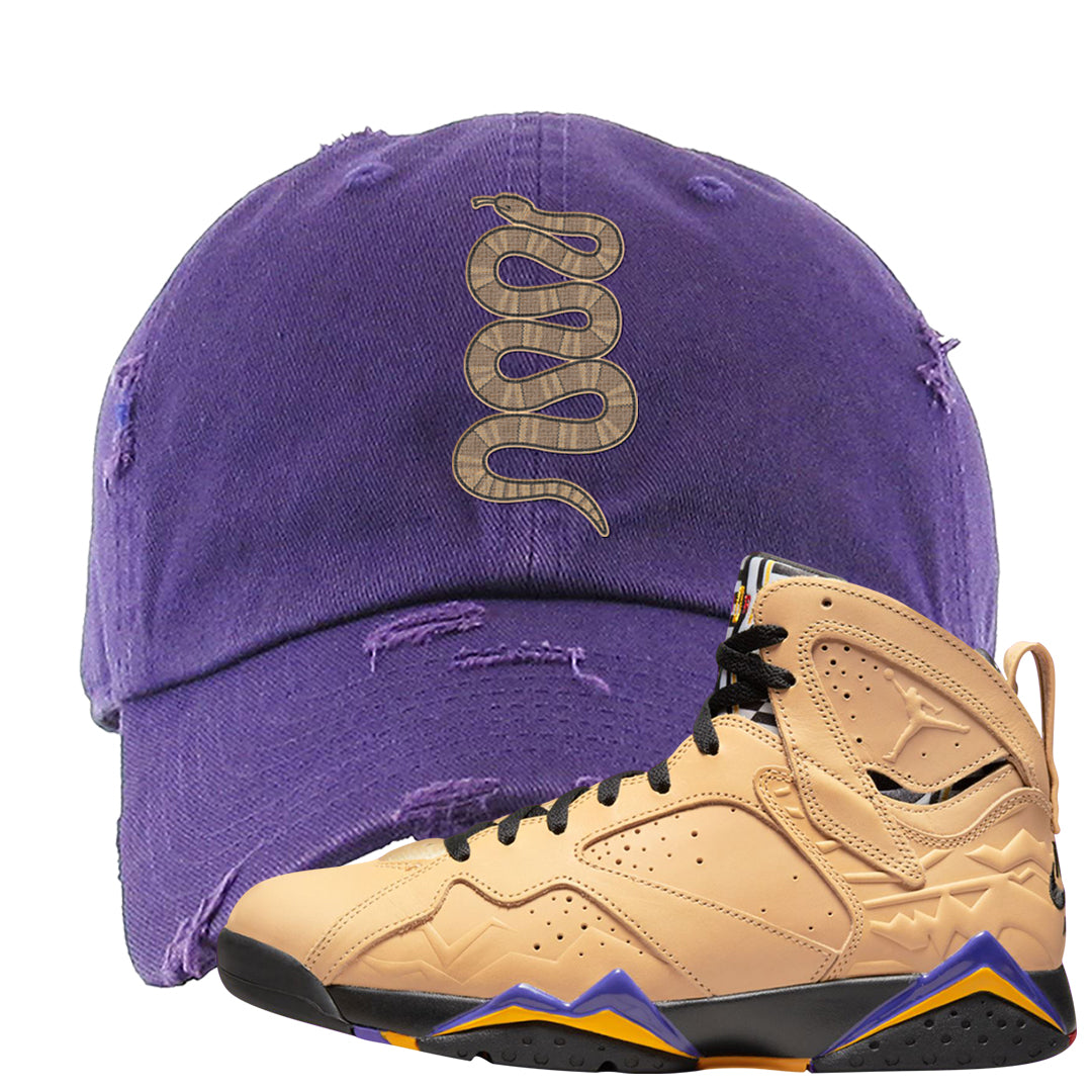 Afrobeats 7s Distressed Dad Hat | Coiled Snake, Purple