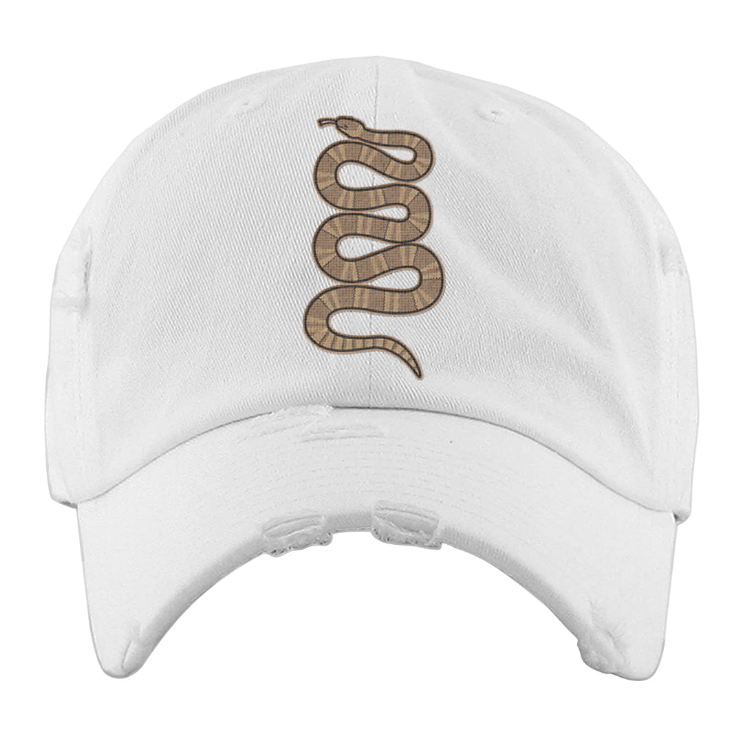 Afrobeats 7s Distressed Dad Hat | Coiled Snake, White