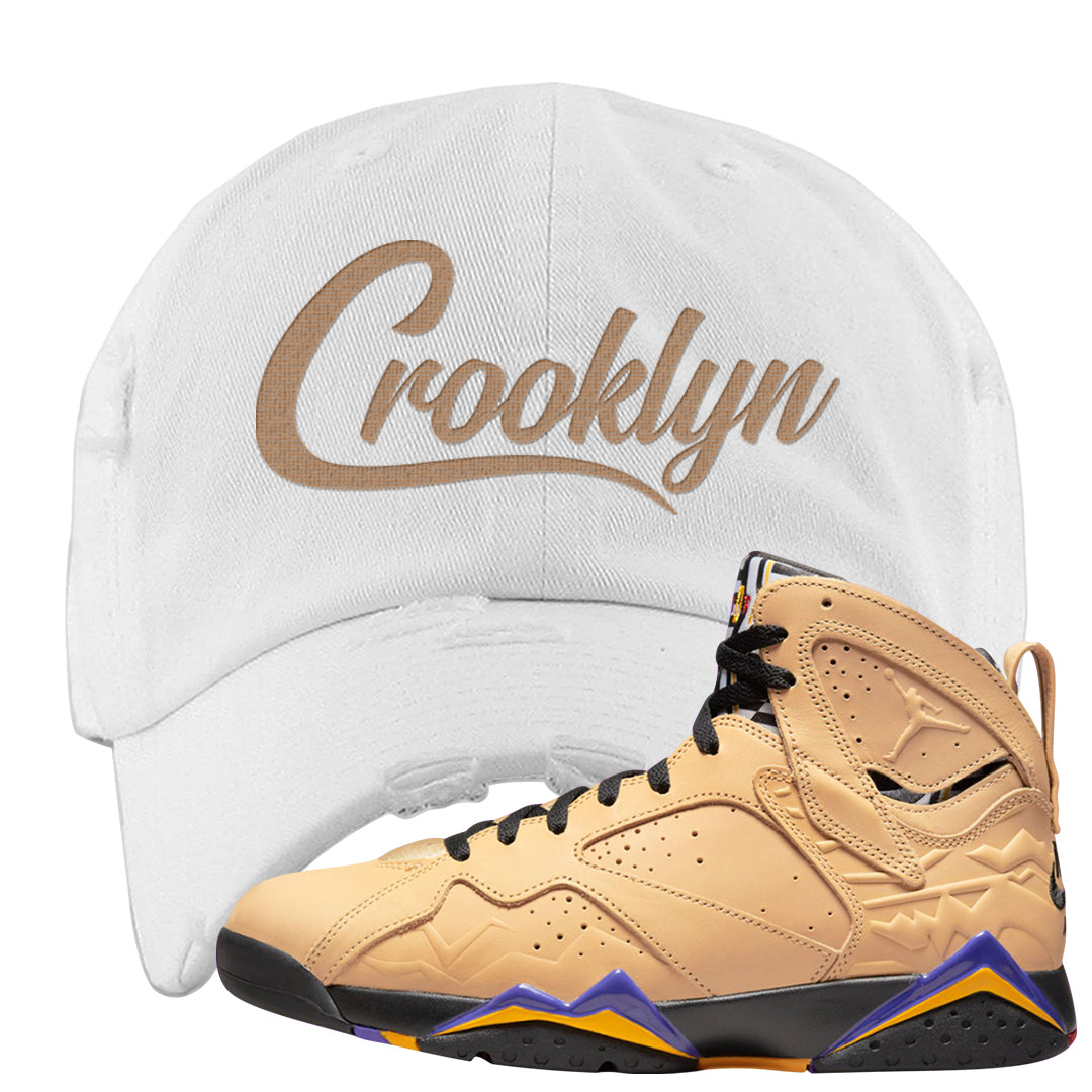 Afrobeats 7s Distressed Dad Hat | Crooklyn, White