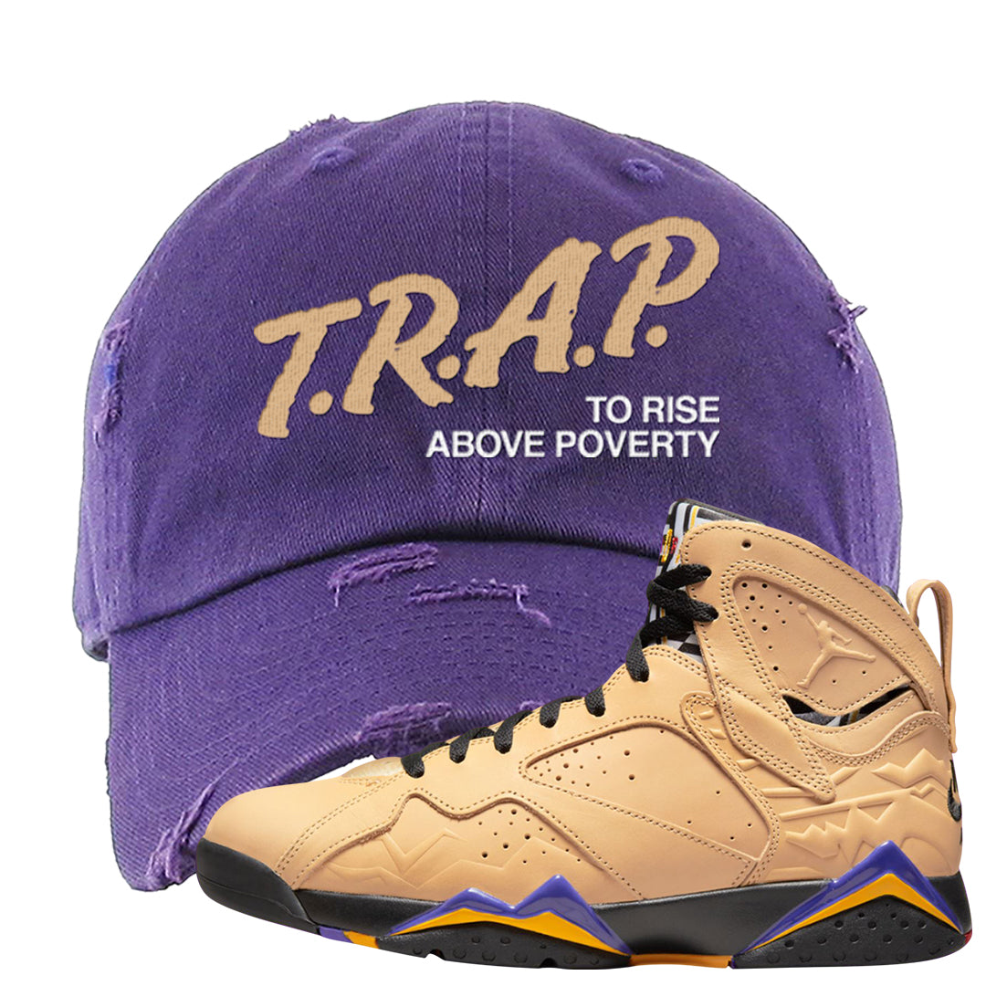 Afrobeats 7s Distressed Dad Hat | Trap To Rise Above Poverty, Purple