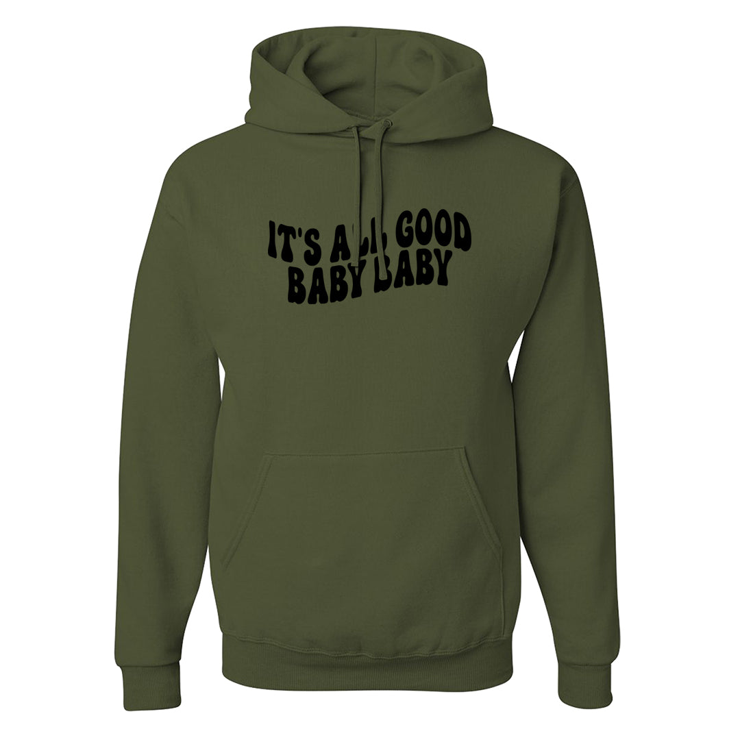 Black Olive 7s Hoodie | All Good Baby, Military Green