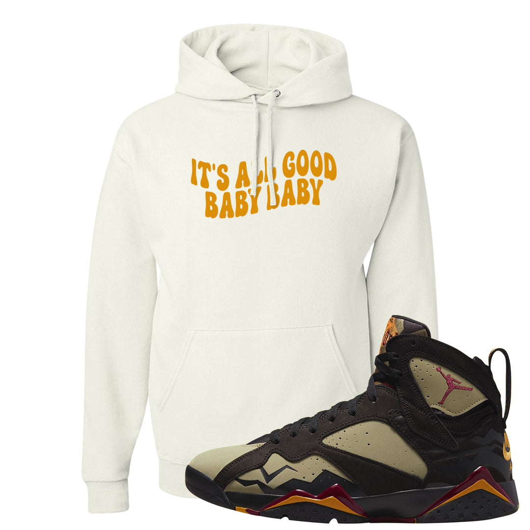 Black Olive 7s Hoodie | All Good Baby, White