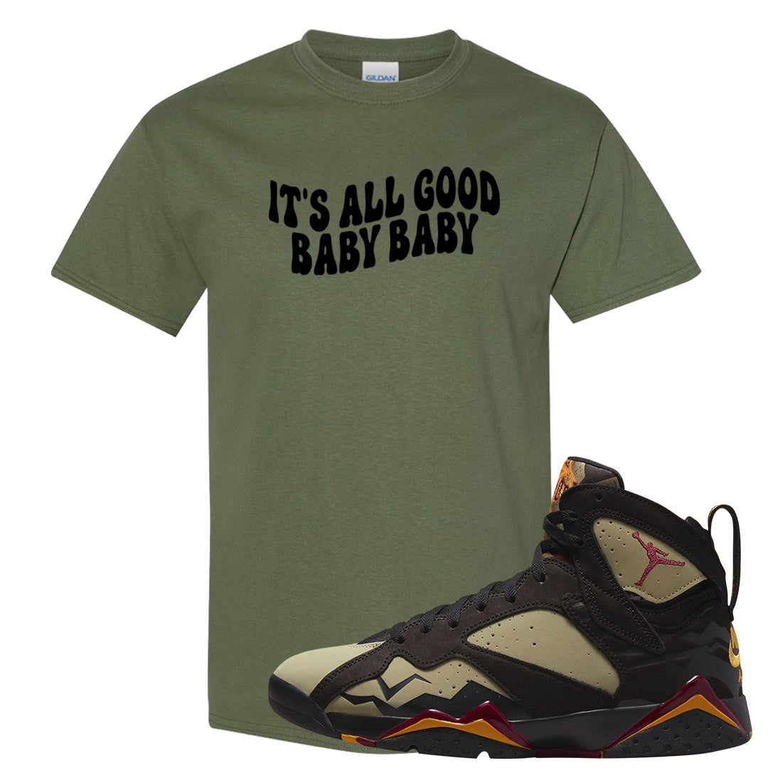 Black Olive 7s T Shirt | All Good Baby, Military Green