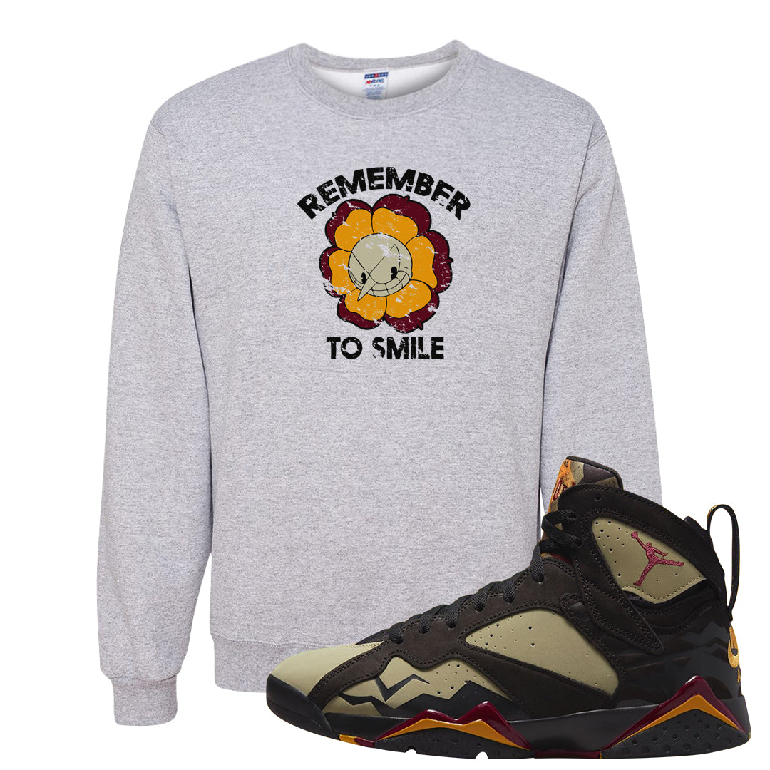 Black Olive 7s Crewneck Sweatshirt | Remember To Smile, Ash