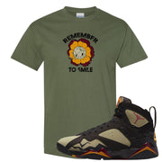Black Olive 7s T Shirt | Remember To Smile, Military Green