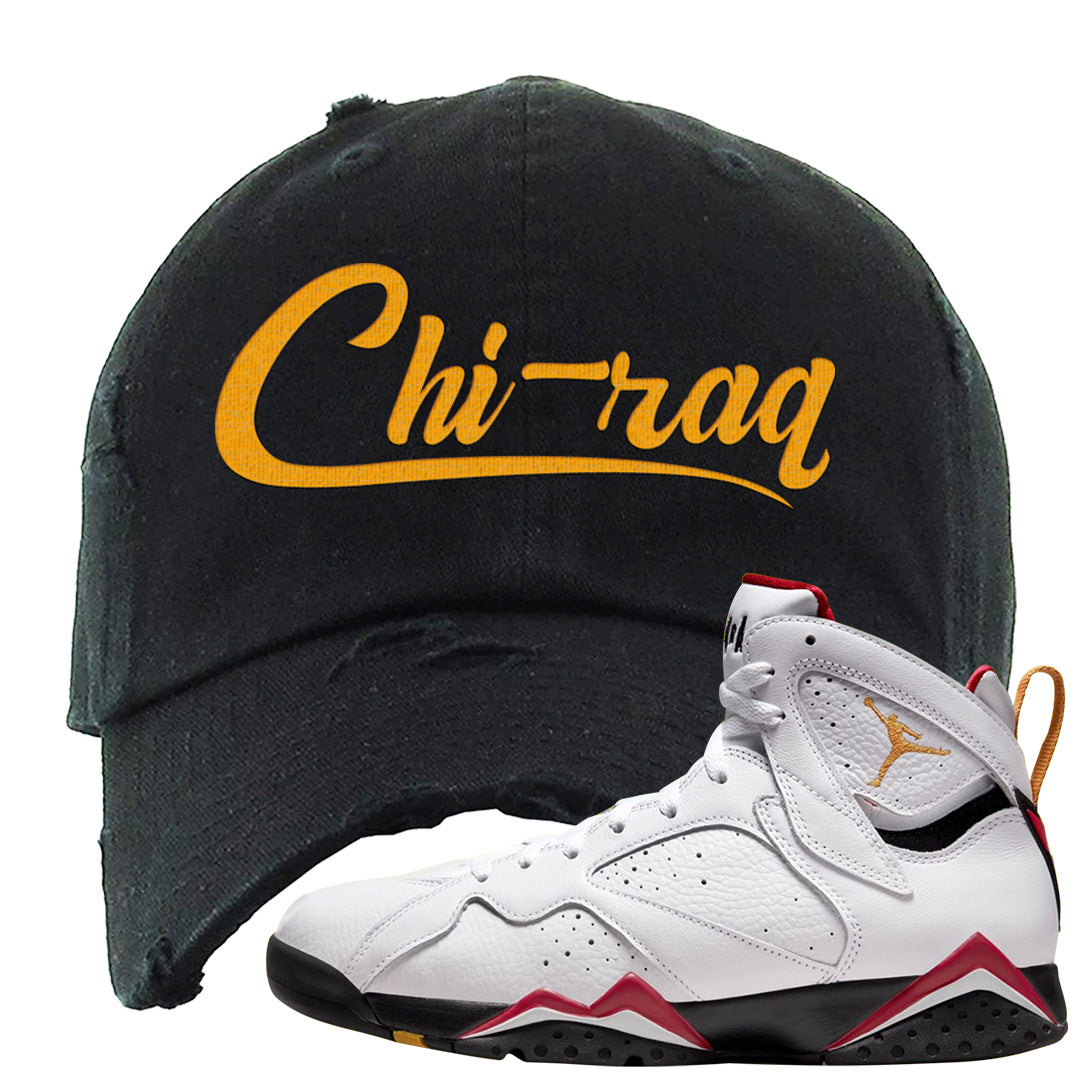 Cardinal 7s Distressed Dad Hat | Chiraq, Black