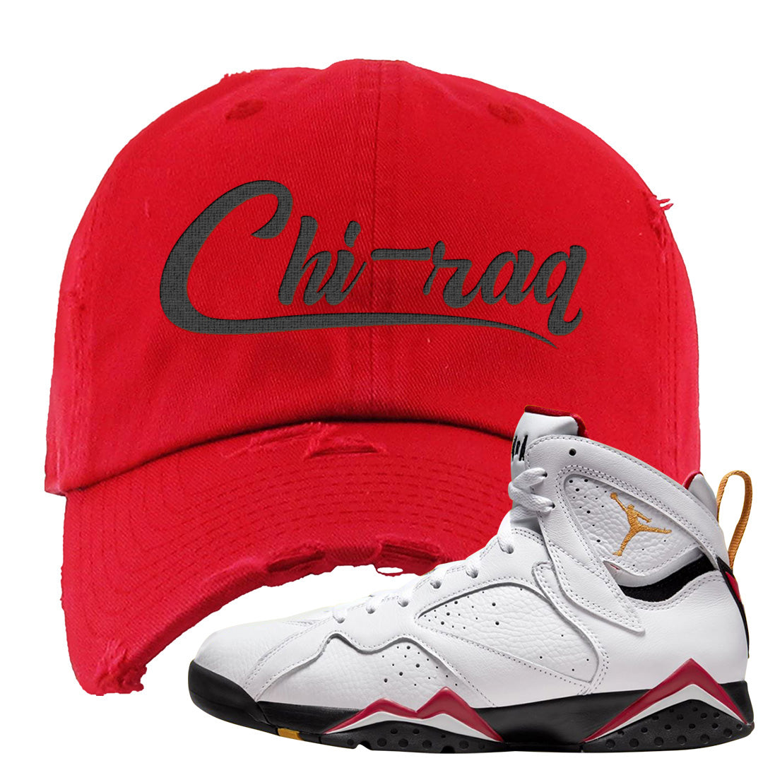 Cardinal 7s Distressed Dad Hat | Chiraq, Red