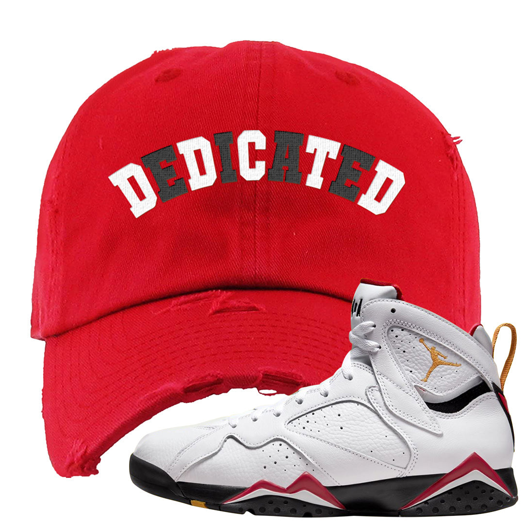 Cardinal 7s Distressed Dad Hat | Dedicated, Red