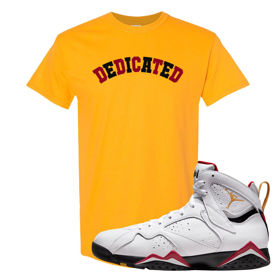 Cardinal 7s T Shirt | Dedicated, Gold