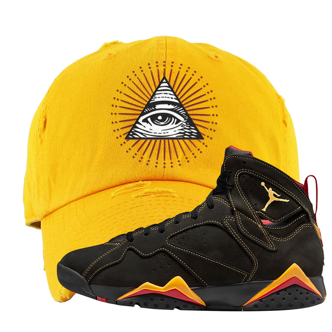 Citrus 7s Distressed Dad Hat | All Seeing Eye, Gold