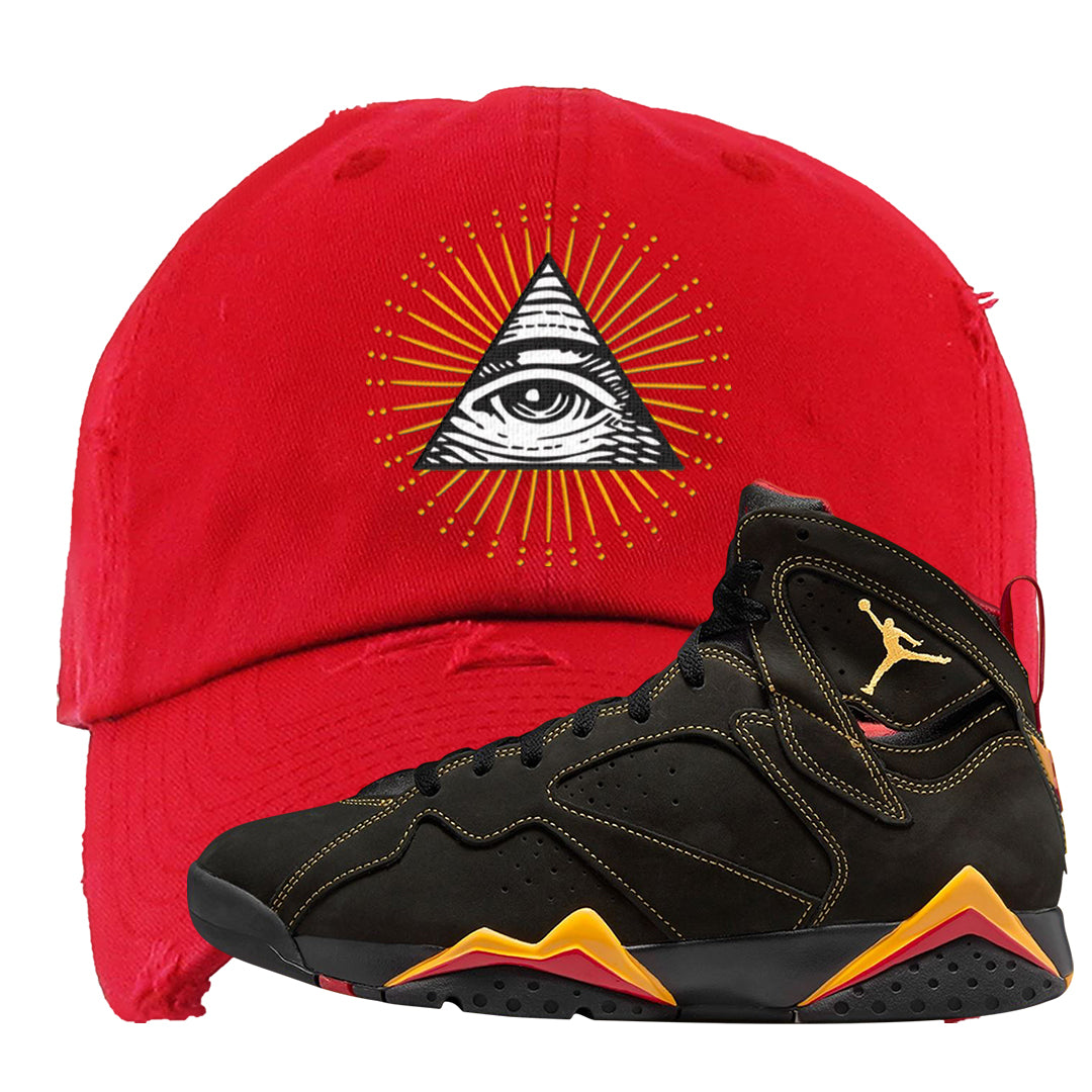 Citrus 7s Distressed Dad Hat | All Seeing Eye, Red