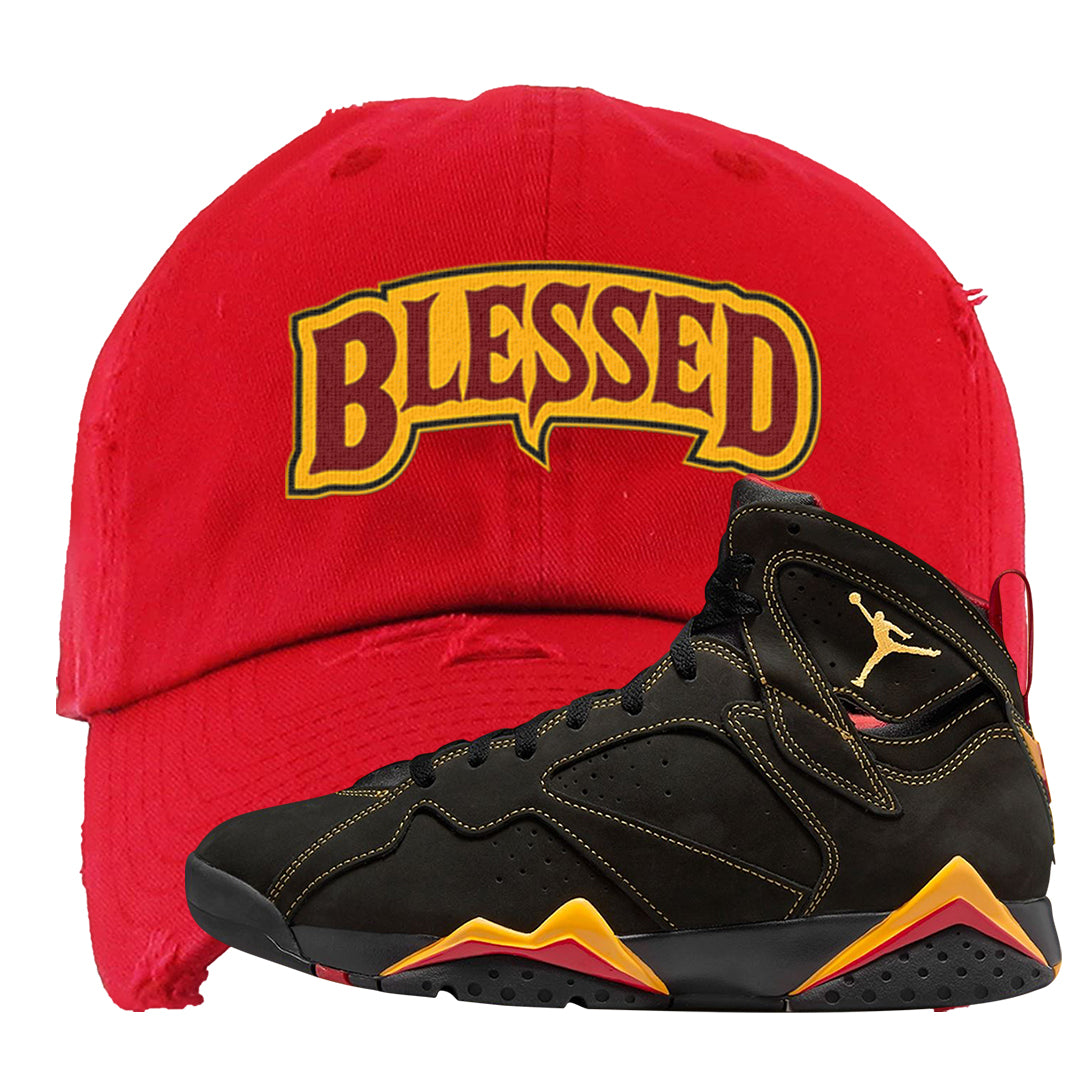 Citrus 7s Distressed Dad Hat | Blessed Arch, Red