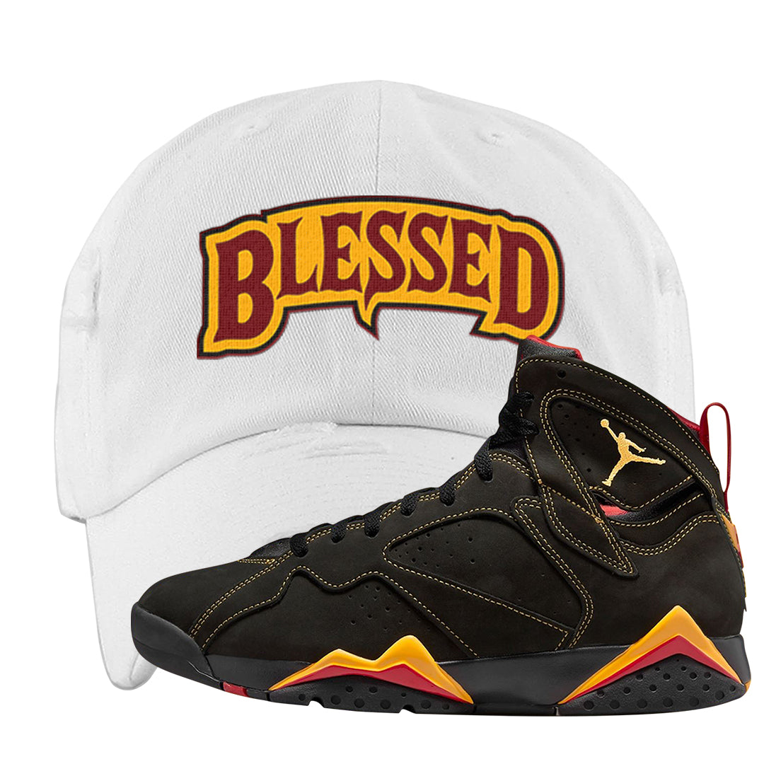 Citrus 7s Distressed Dad Hat | Blessed Arch, White