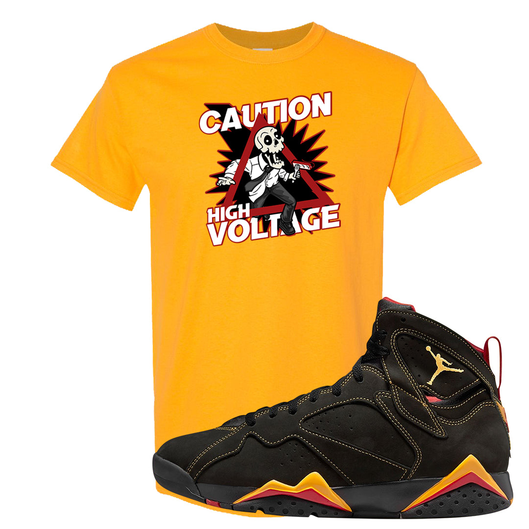Citrus 7s T Shirt | Caution High Voltage, Gold