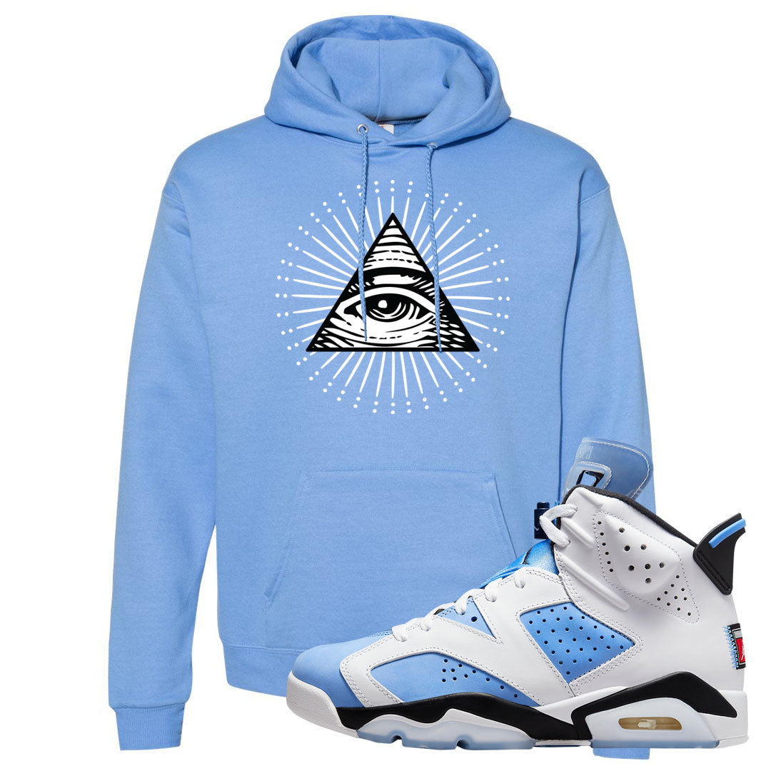 UNC 6s Hoodie | All Seeing Eye, Carolina Blue