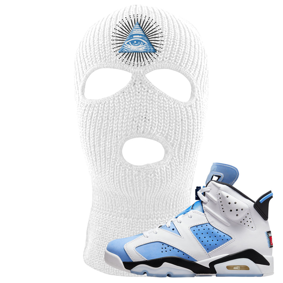 UNC 6s Ski Mask | All Seeing Eye, White