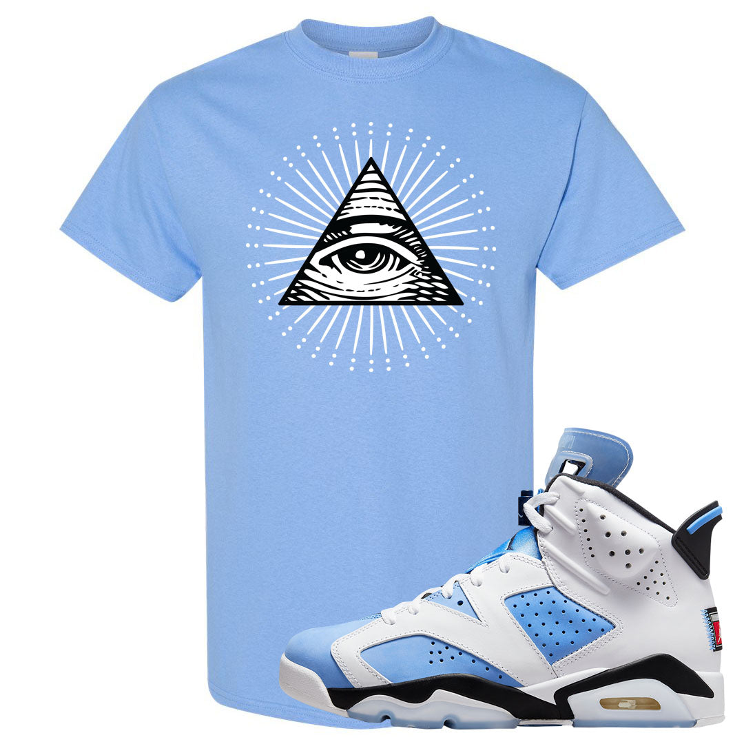 UNC 6s T Shirt | All Seeing Eye, Carolina Blue