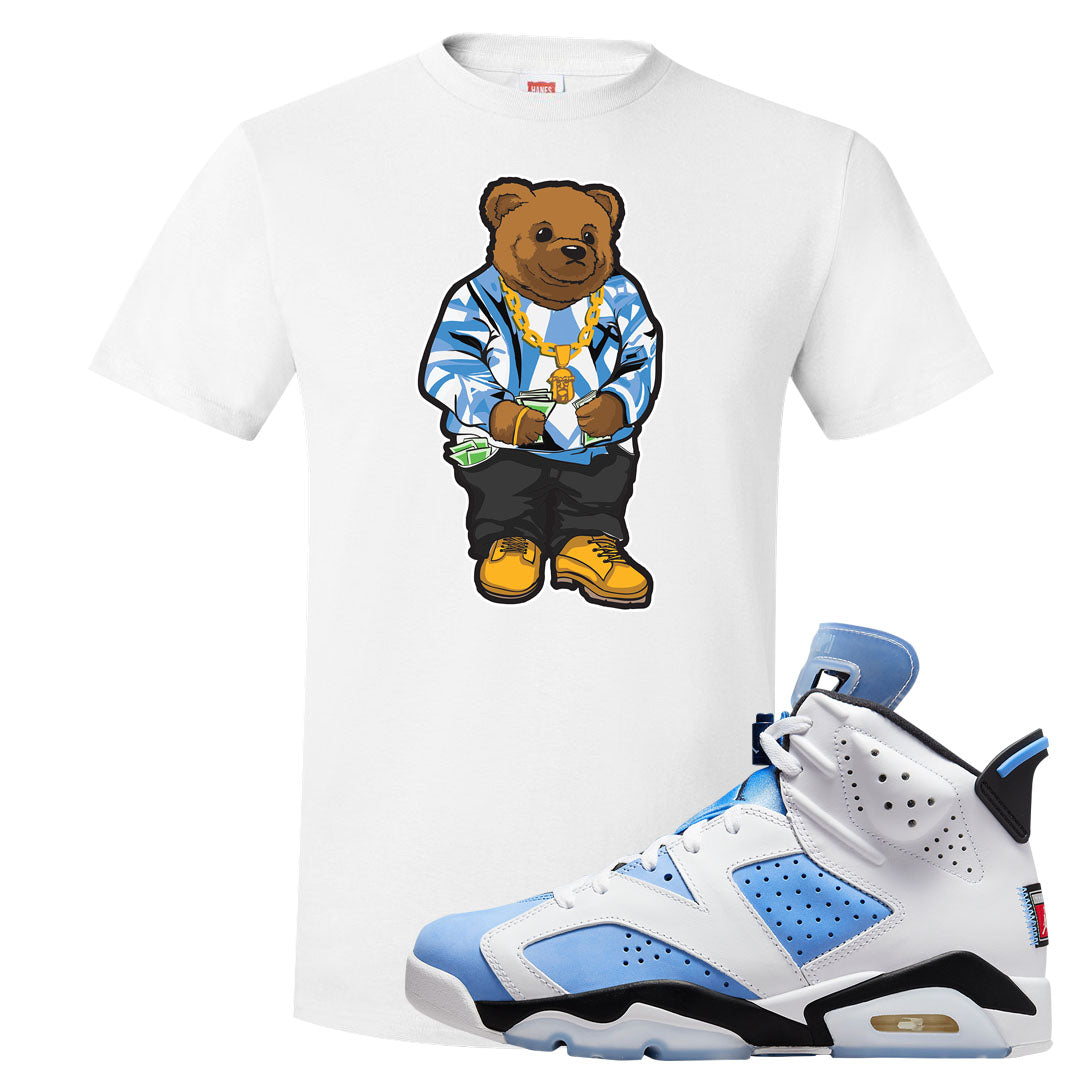 UNC 6s T Shirt | Sweater Bear, White