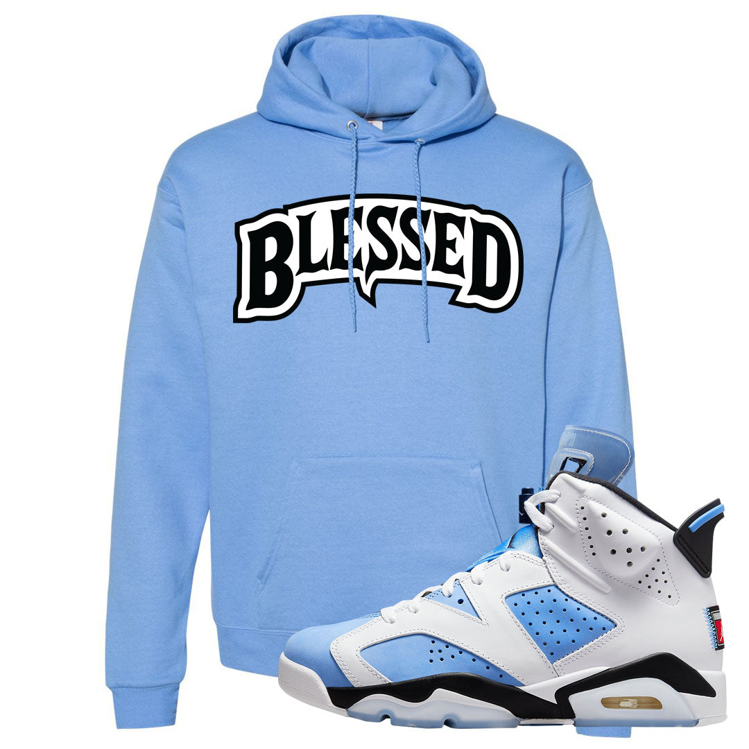 UNC 6s Hoodie | Blessed Arch, Carolina Blue