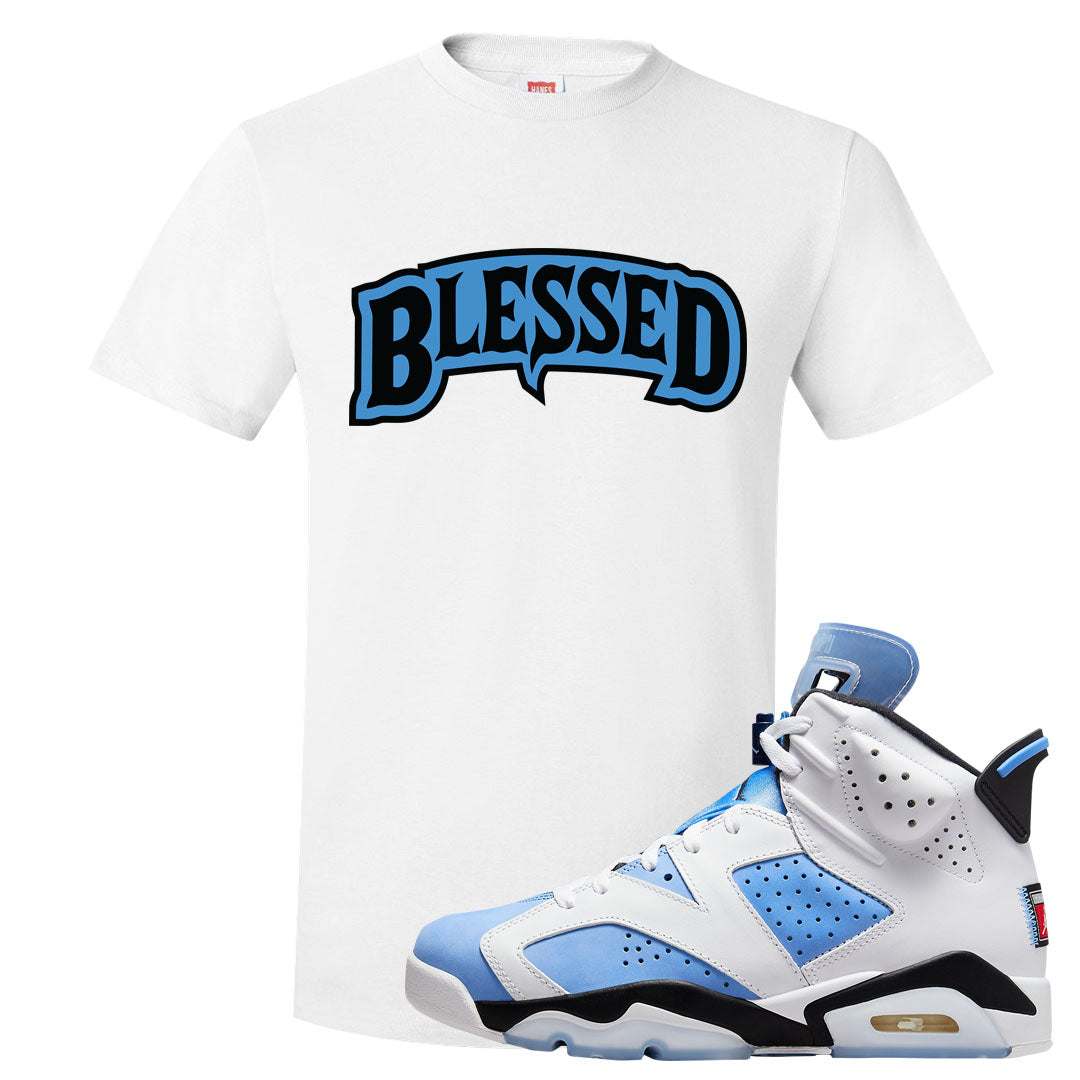 UNC 6s T Shirt | Blessed Arch, White