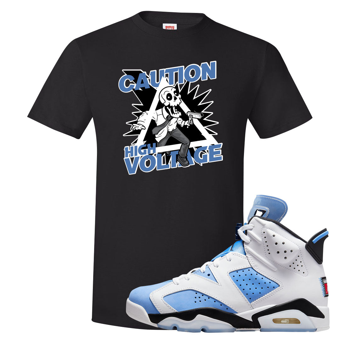 UNC 6s T Shirt | Caution High Voltage, Black