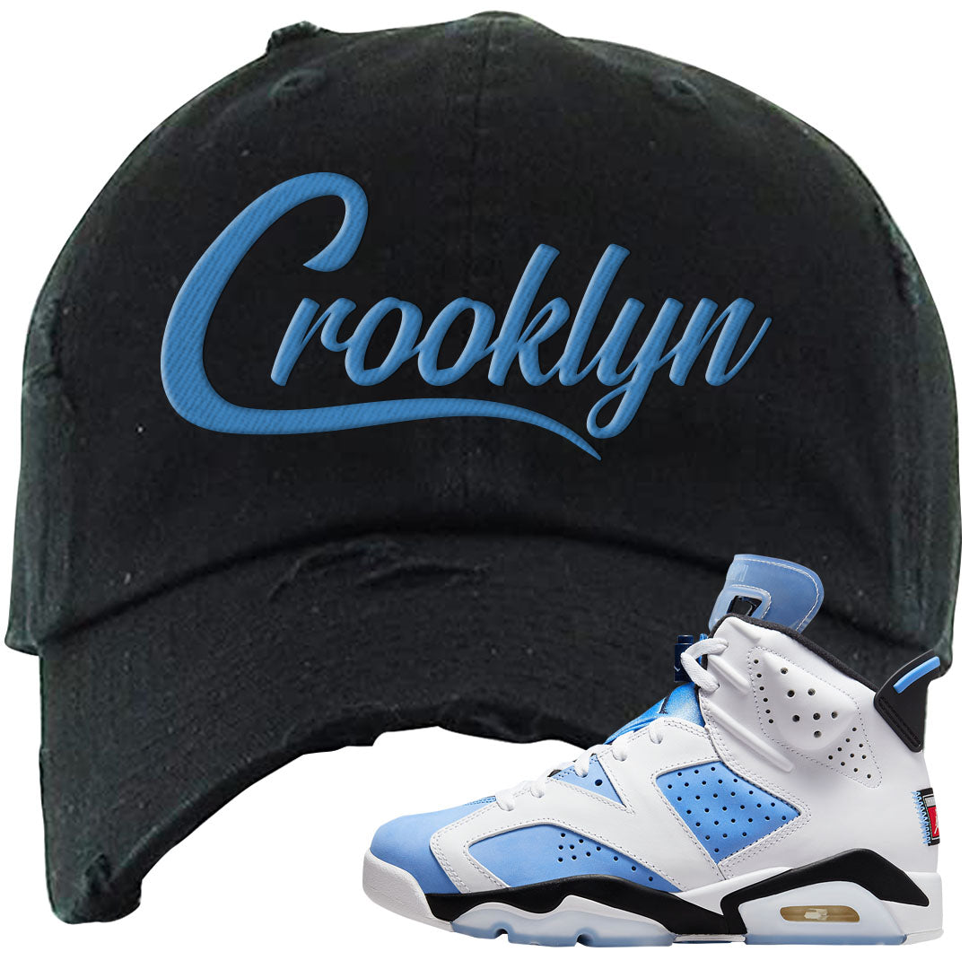 UNC 6s Distressed Dad Hat | Crooklyn, Black