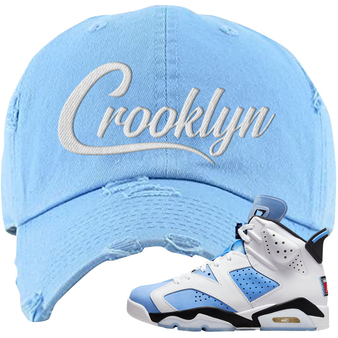 UNC 6s Distressed Dad Hat | Crooklyn, Light Blue