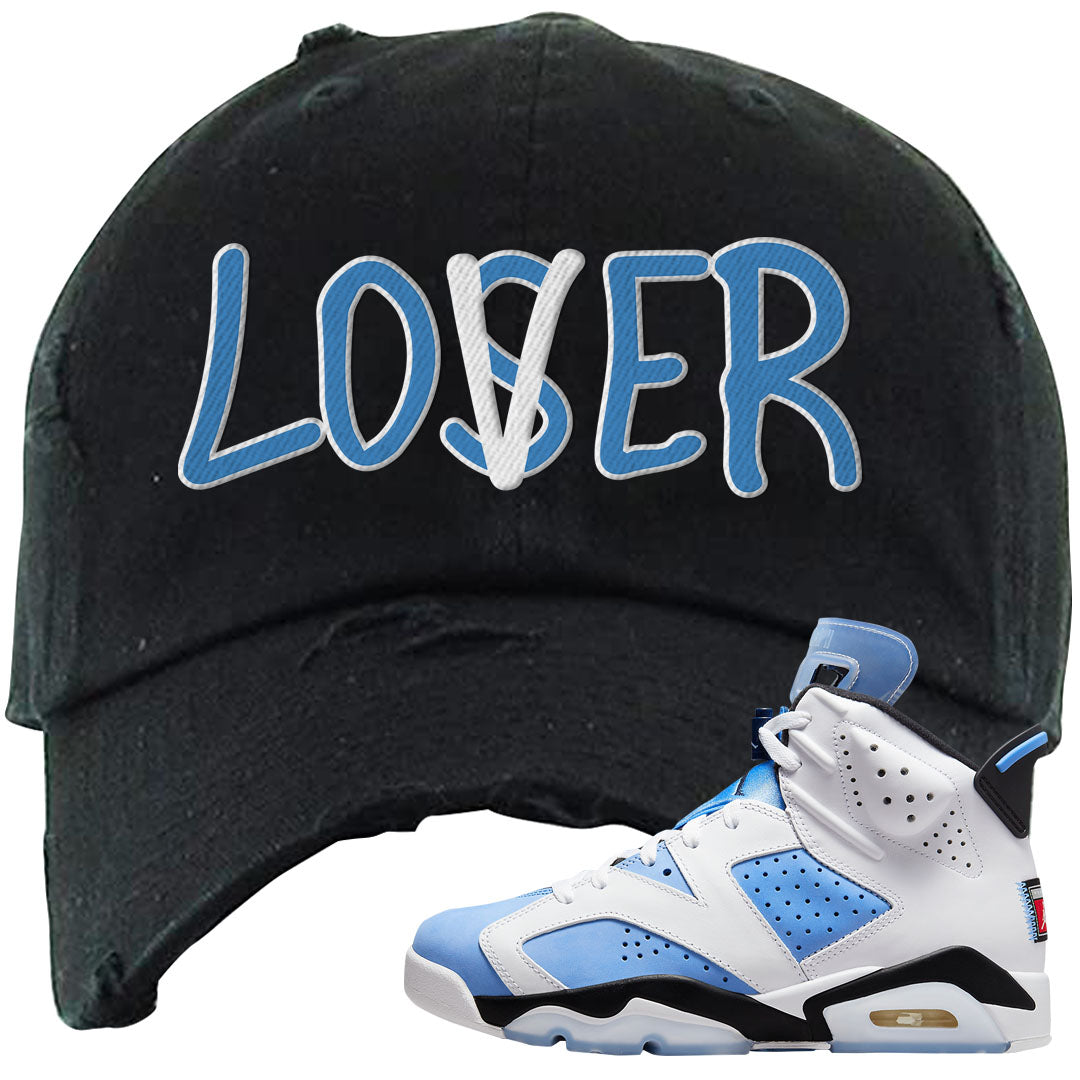 UNC 6s Distressed Dad Hat | Lover, Black