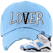 UNC 6s Distressed Dad Hat | Lover, Light Blue