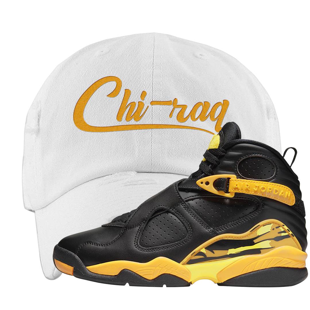 Taxi 8s Distressed Dad Hat | Chiraq, White