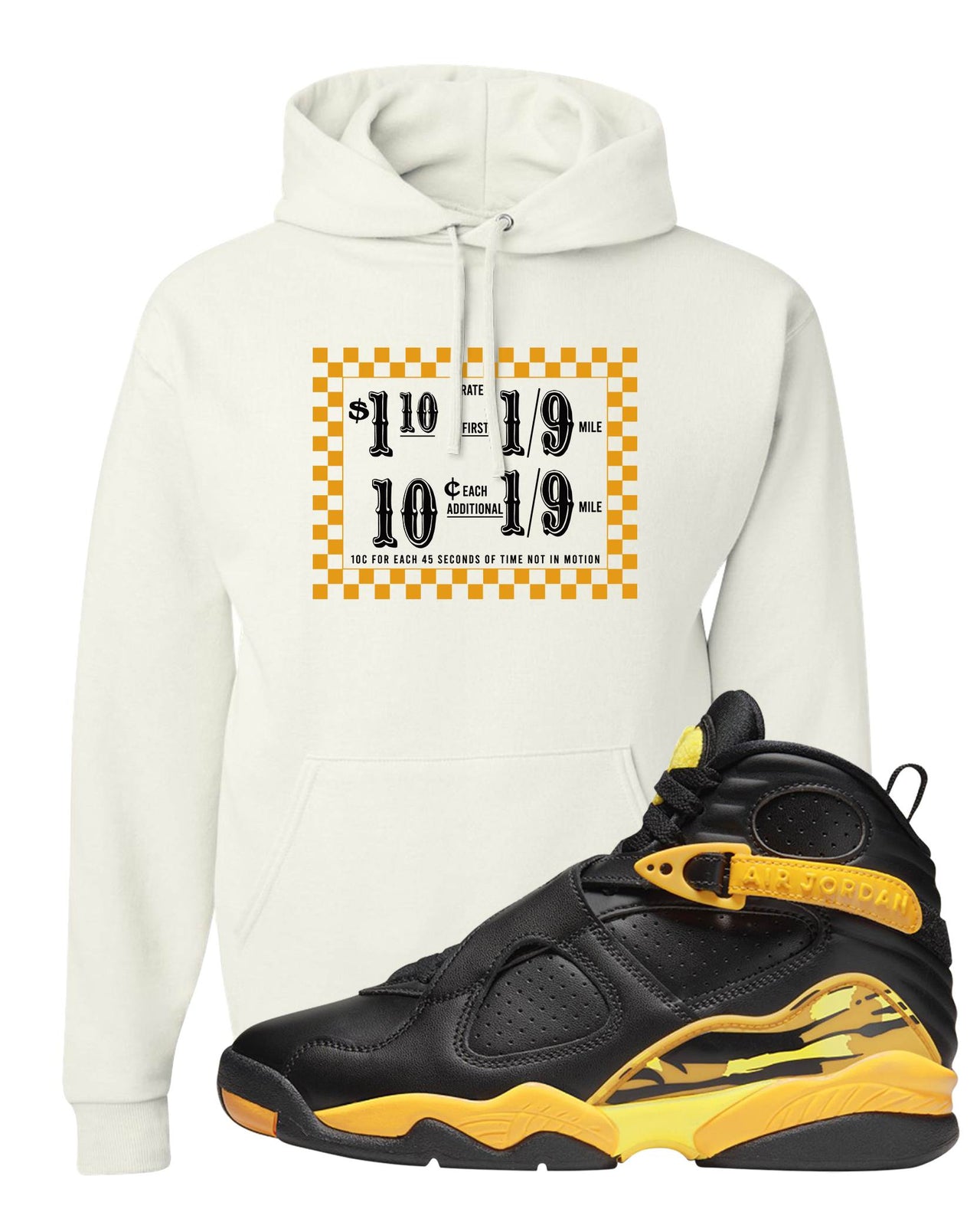 Taxi 8s Hoodie | Taxi Fare Ticket, White