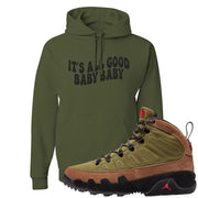 Beef and Broccoli 9s Hoodie | All Good Baby, Military Green
