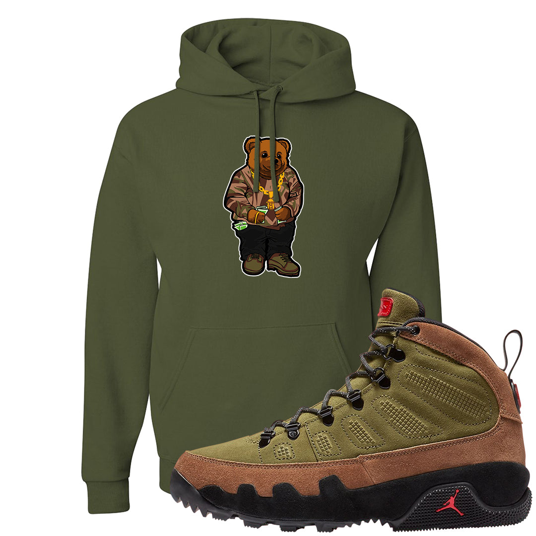 Beef and Broccoli 9s Hoodie | Sweater Bear, Military Green
