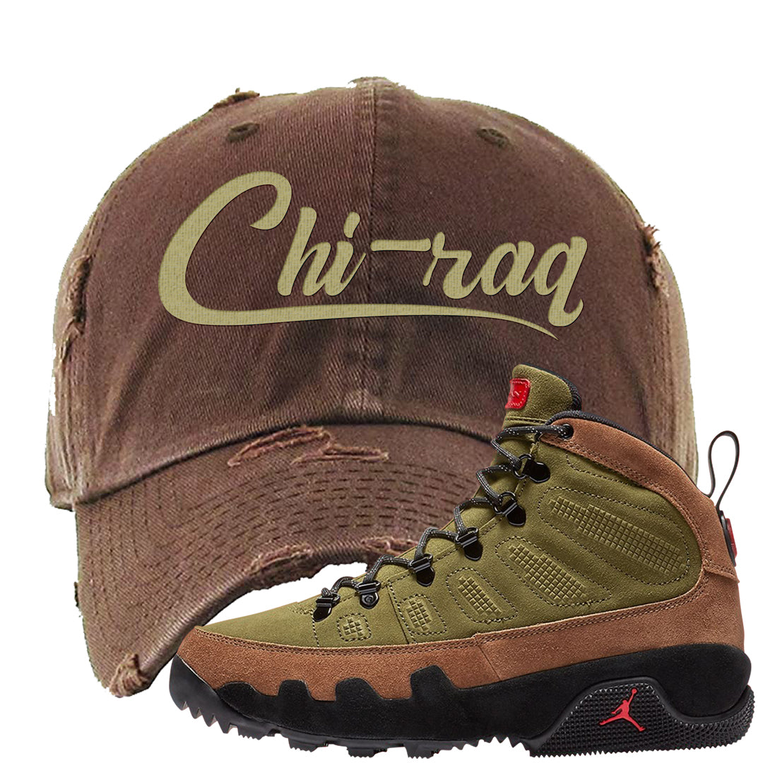 Beef and Broccoli 9s Distressed Dad Hat | Chiraq, Brown