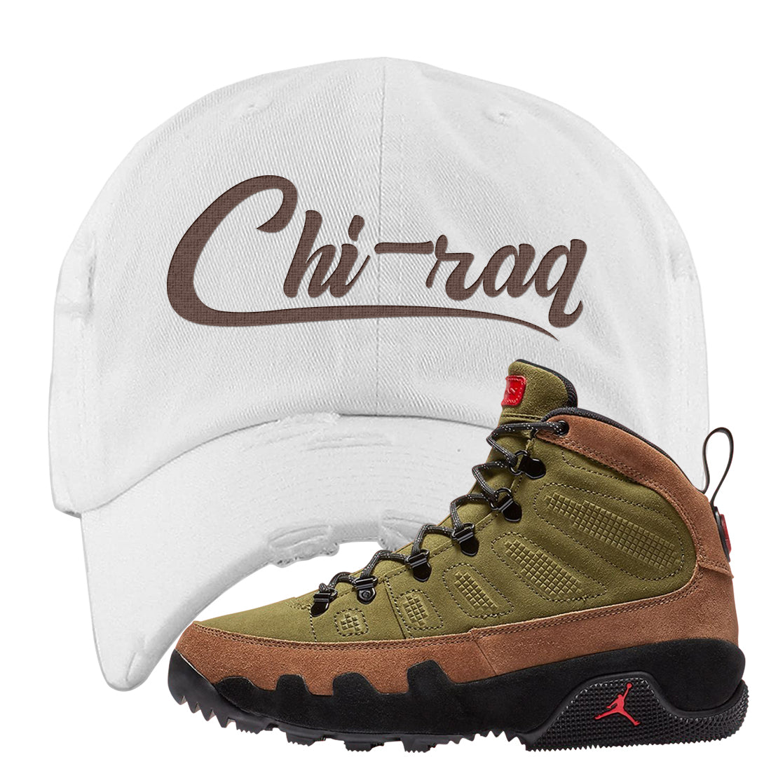 Beef and Broccoli 9s Distressed Dad Hat | Chiraq, White