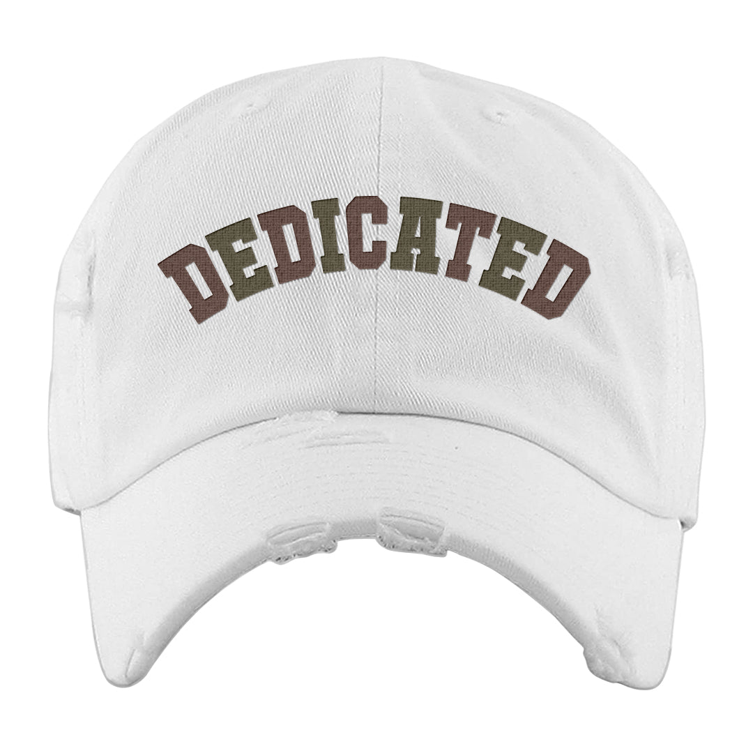 Beef and Broccoli 9s Distressed Dad Hat | Dedicated, White