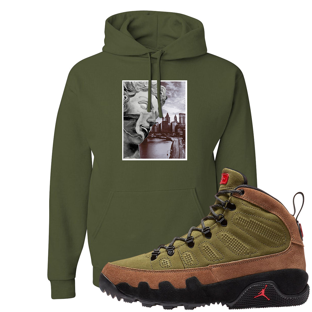 Beef and Broccoli 9s Hoodie | Miguel, Military Green