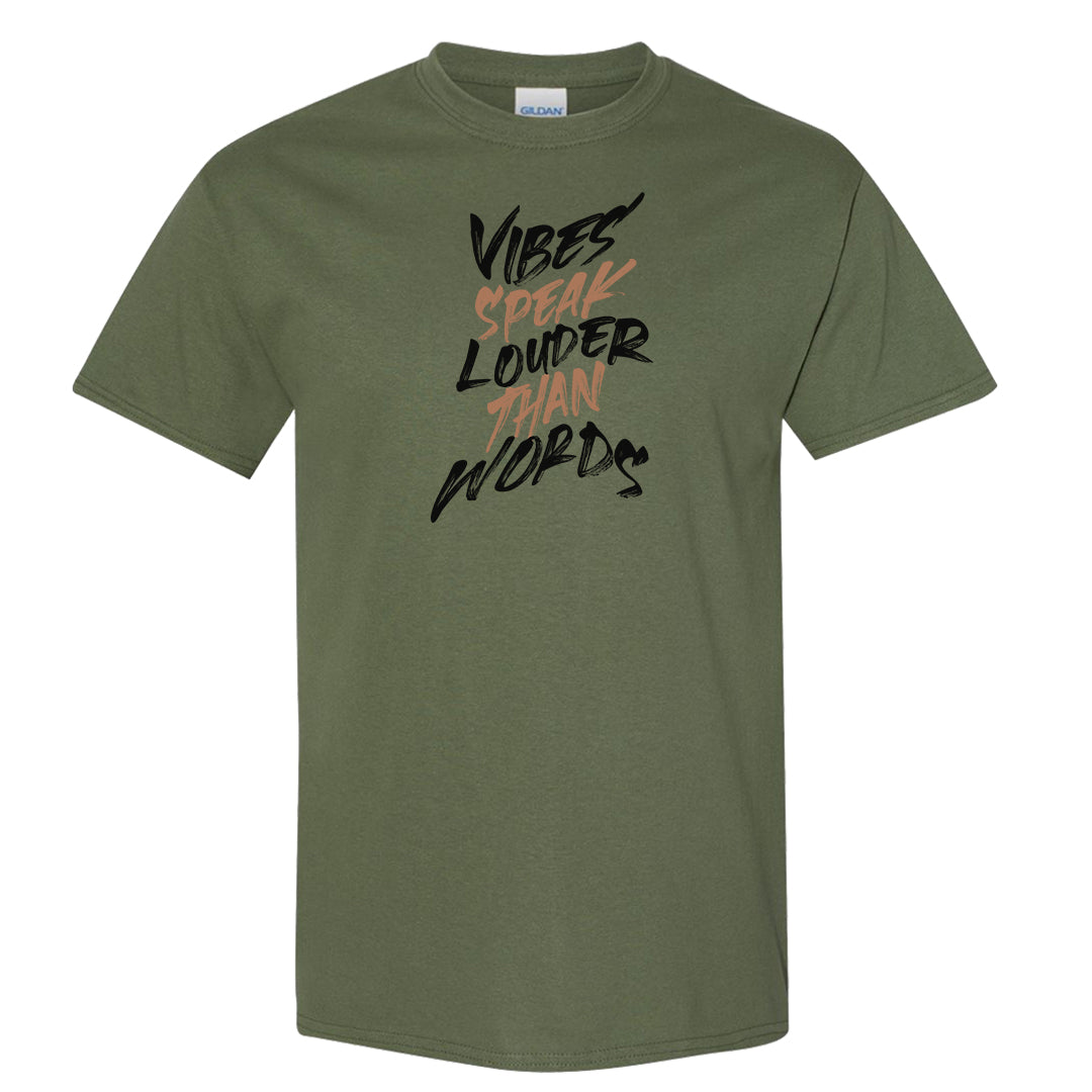 Beef and Broccoli 9s T Shirt | Vibes Speak Louder Than Words, Military Green