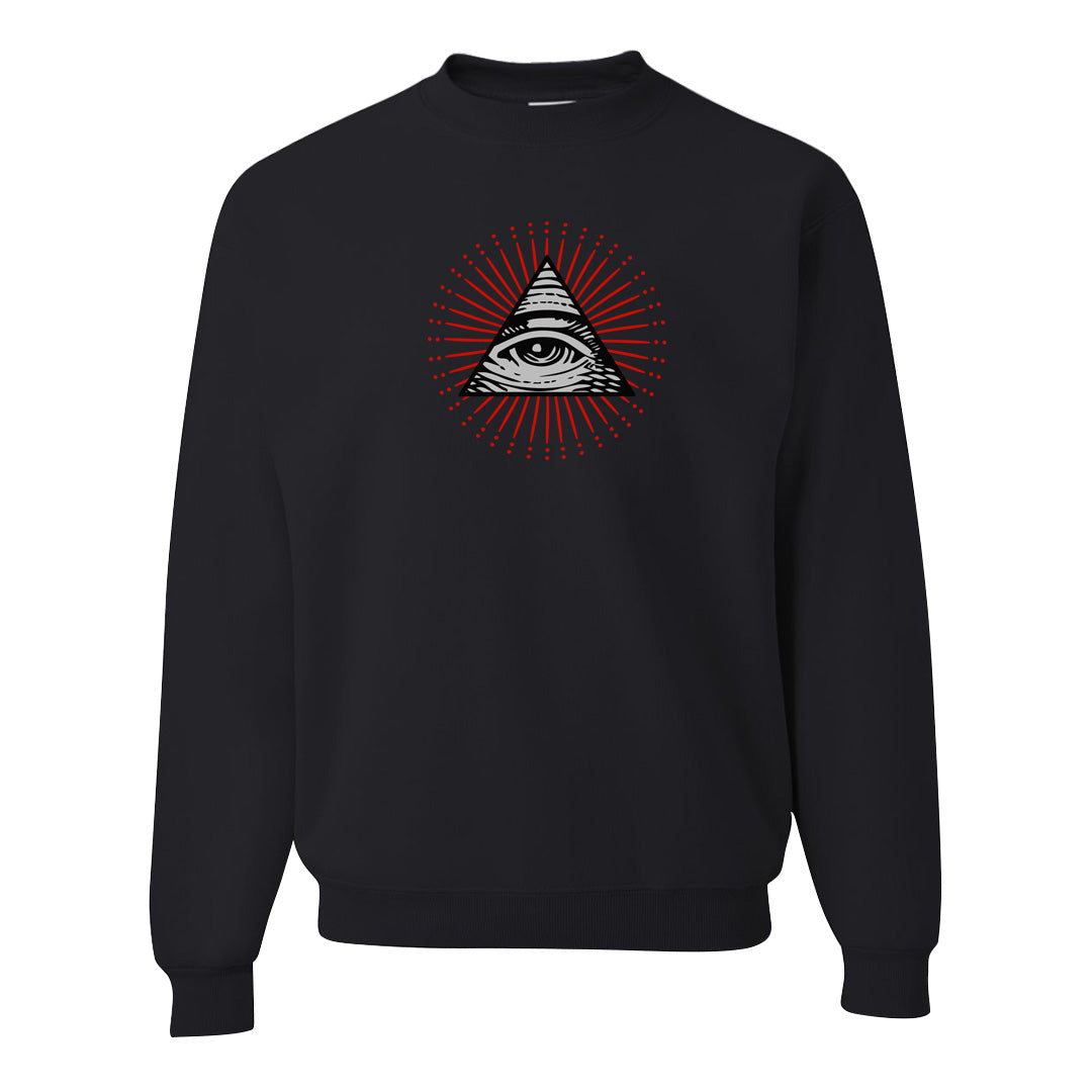 Fire Red 9s Crewneck Sweatshirt | All Seeing Eye, Black