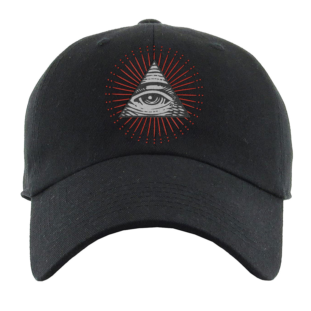 Fire Red 9s Dad Hat | All Seeing Eye, Black