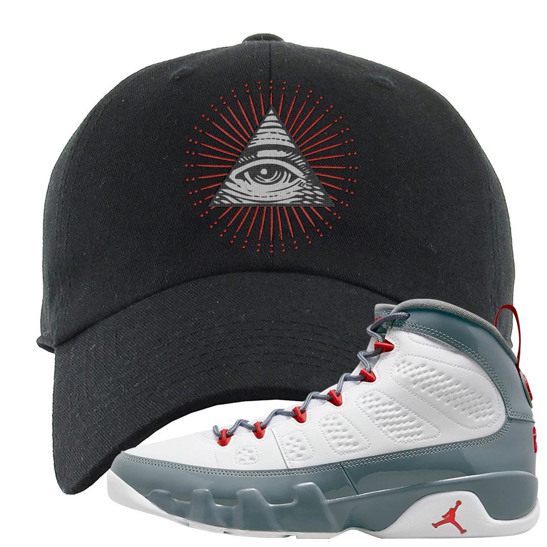 Fire Red 9s Dad Hat | All Seeing Eye, Black
