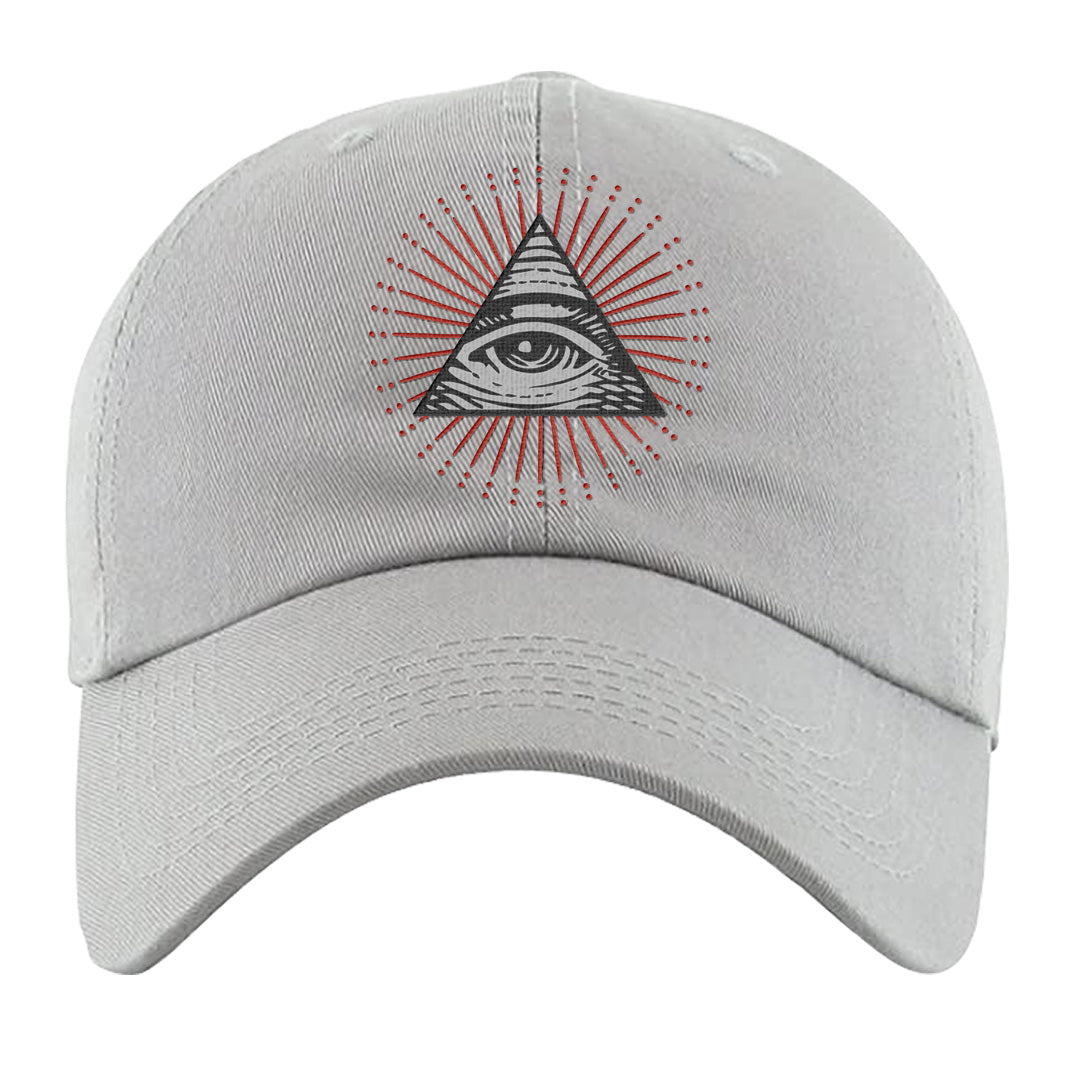 Fire Red 9s Dad Hat | All Seeing Eye, Light Gray
