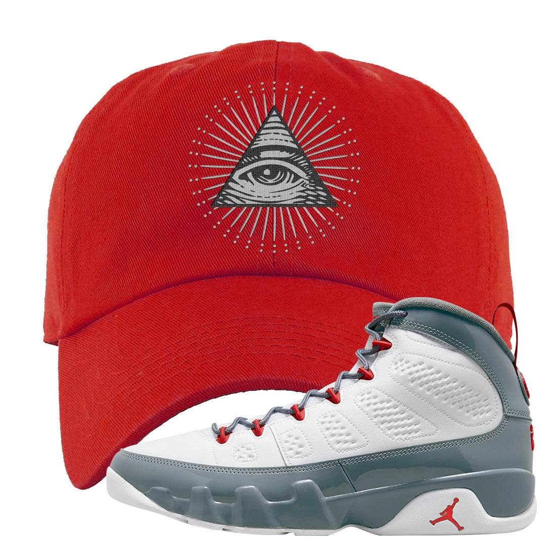 Fire Red 9s Dad Hat | All Seeing Eye, Red
