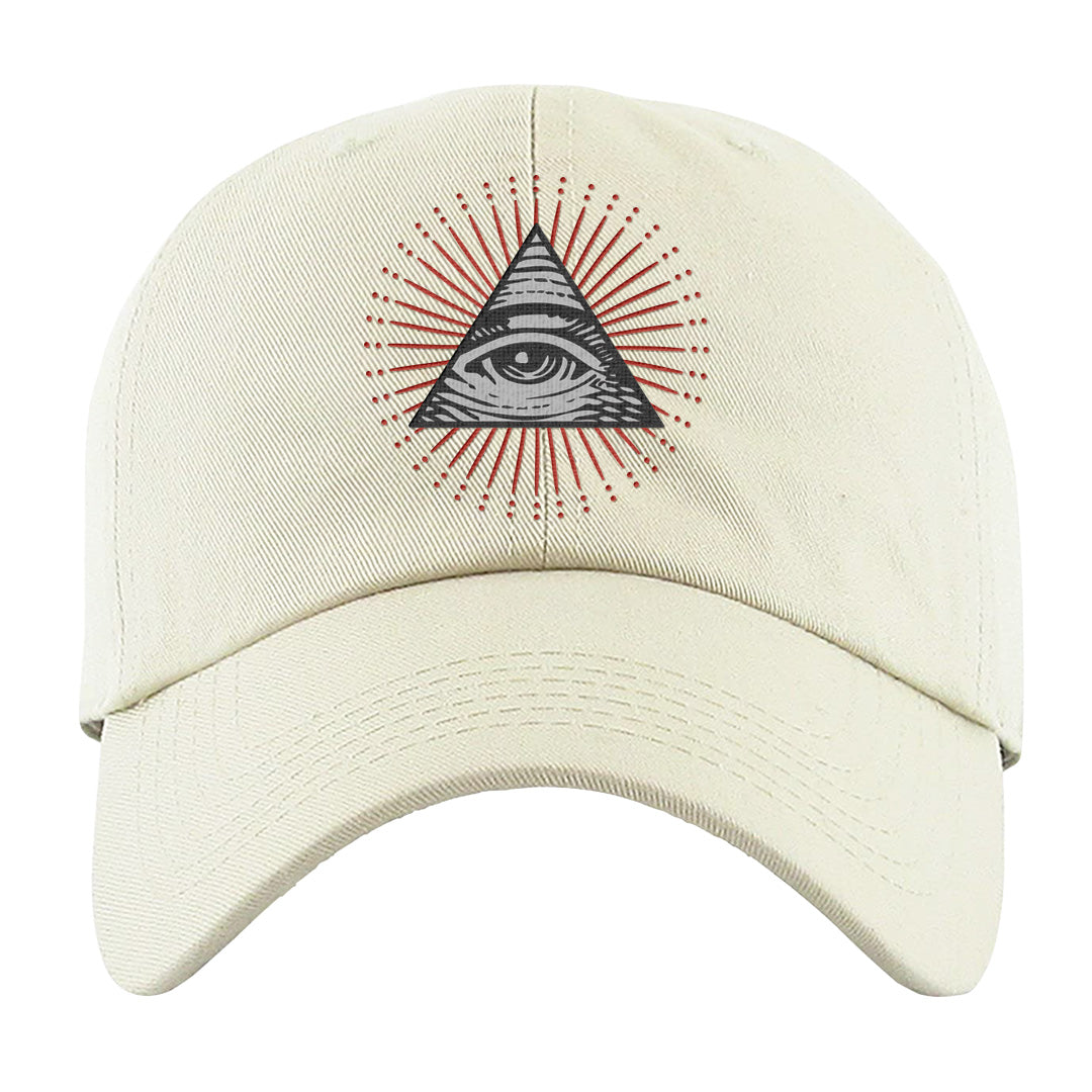 Fire Red 9s Dad Hat | All Seeing Eye, White