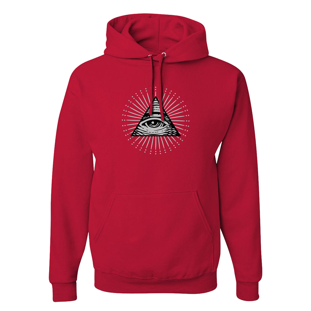 Fire Red 9s Hoodie | All Seeing Eye, Red