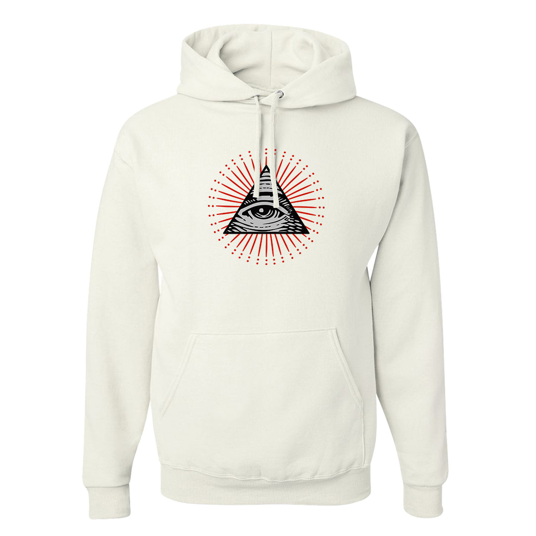 Fire Red 9s Hoodie | All Seeing Eye, White