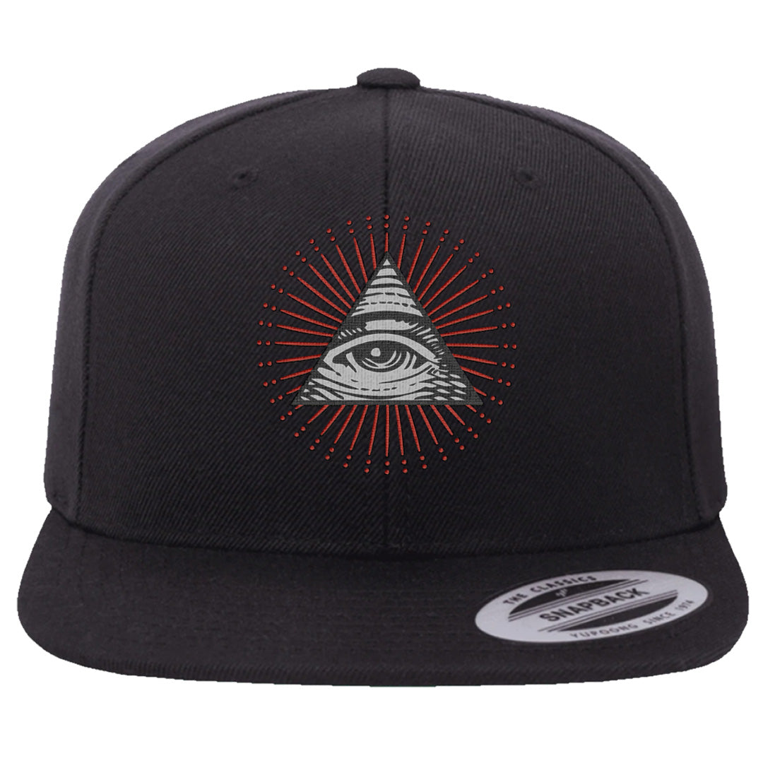 Fire Red 9s Snapback Hat | All Seeing Eye, Black