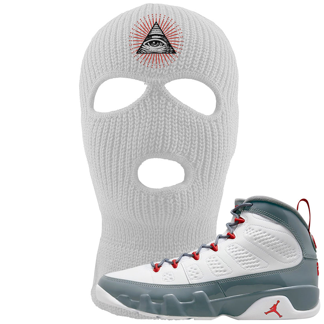 Fire Red 9s Ski Mask | All Seeing Eye, White