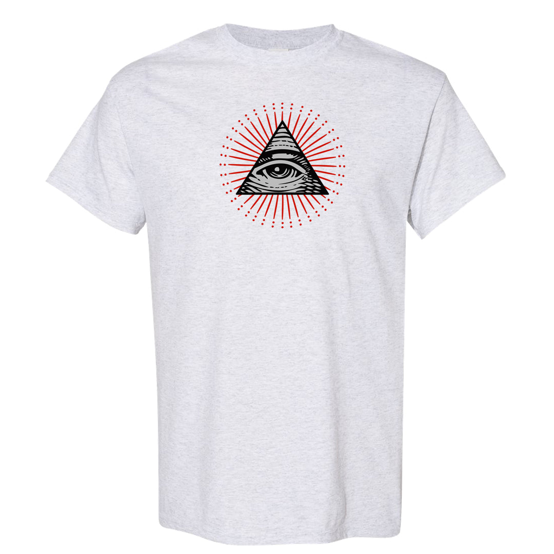 Fire Red 9s T Shirt | All Seeing Eye, Ash