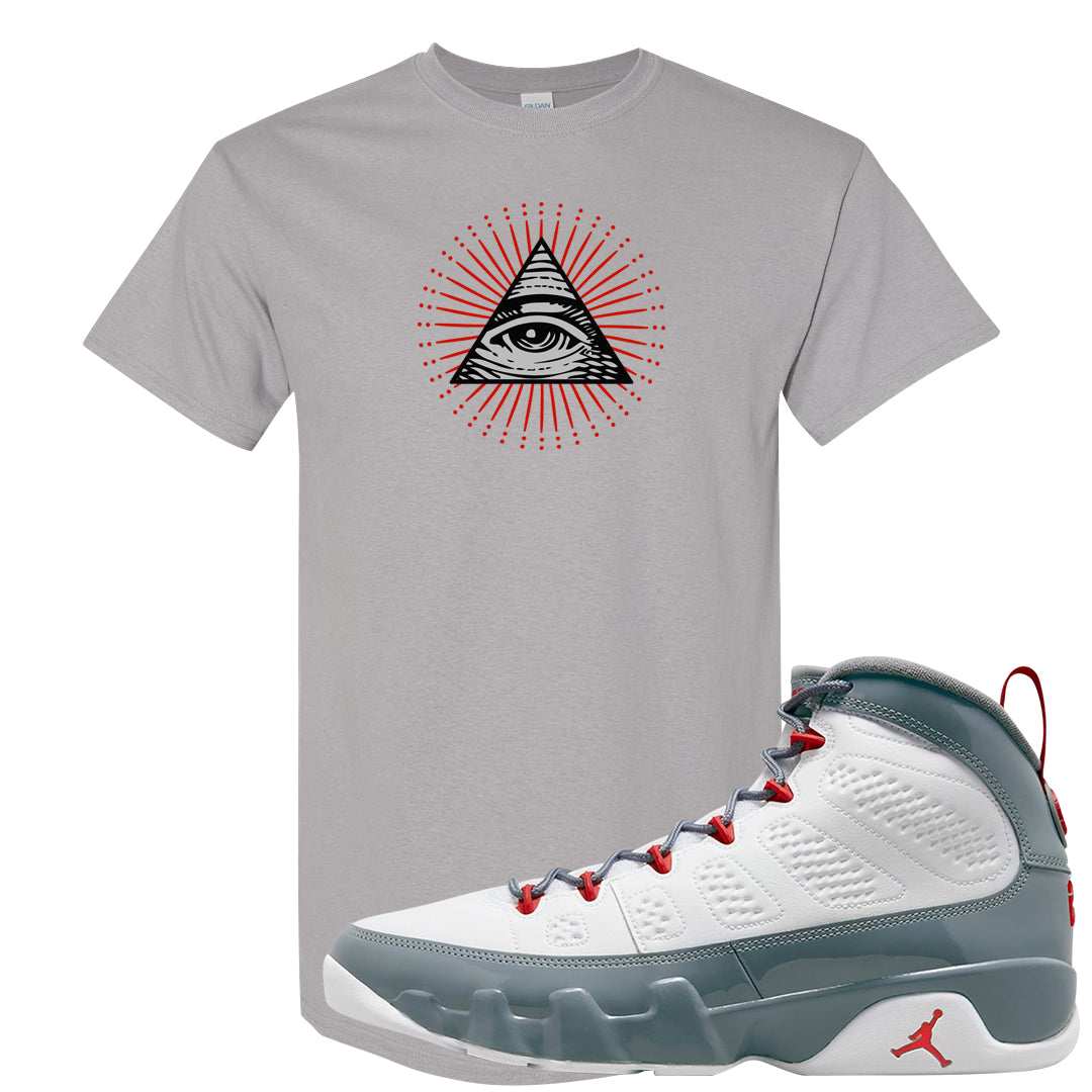 Fire Red 9s T Shirt | All Seeing Eye, Gravel